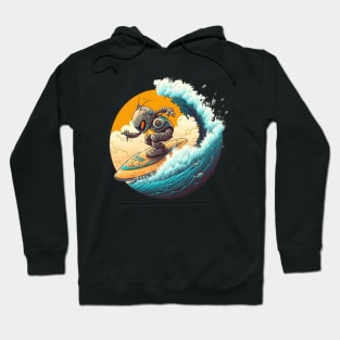 robot surfing in the sunset Hoodie